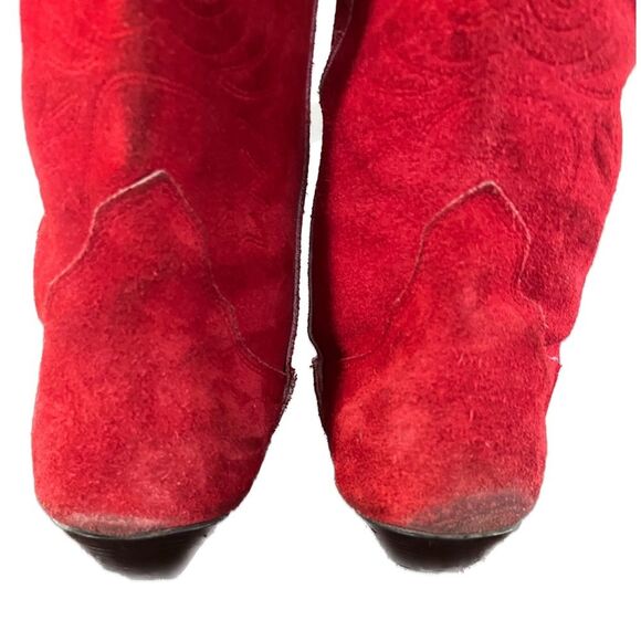 Mimosas Red Suede Women's Cowboy Boots Size 9 - Picture 4 of 7